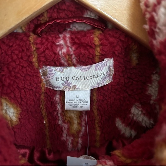 B.O.G. Collective Melrose Jacket in Garnet Gold Sherpa Teddy Full Zip Size M NWT - Picture 4 of 9